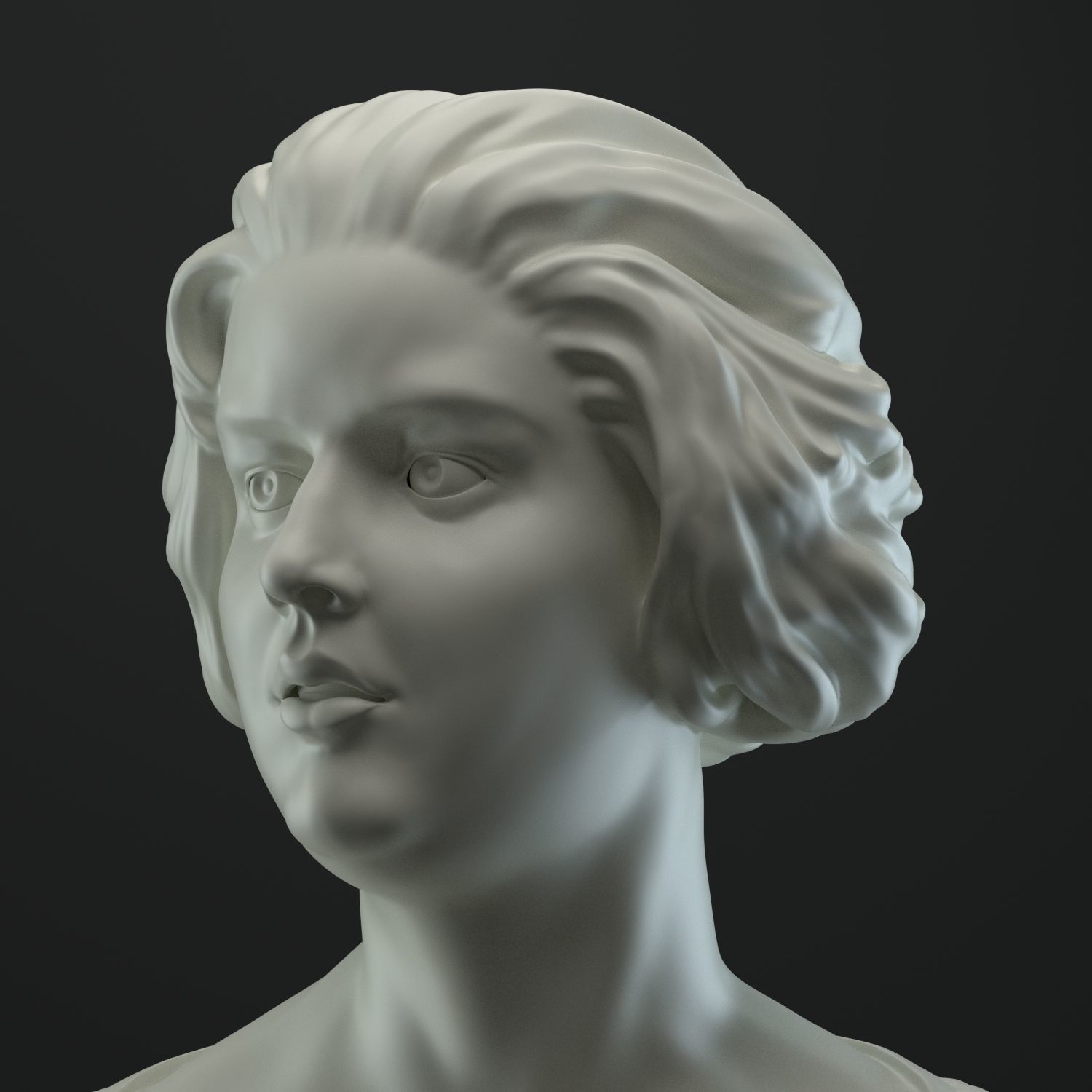Female head sculpt model 3D model_1