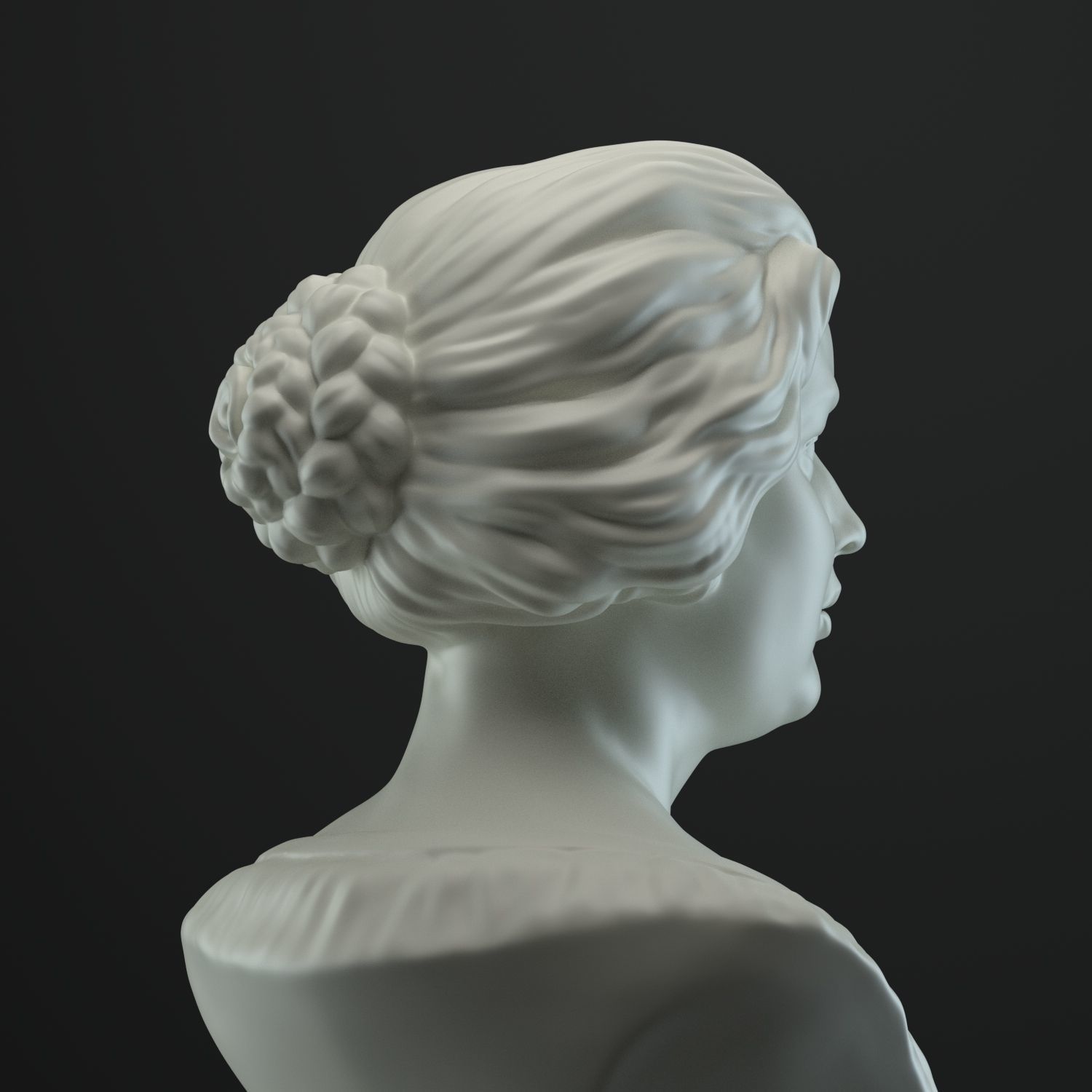 Female head sculpt model 3D model_4