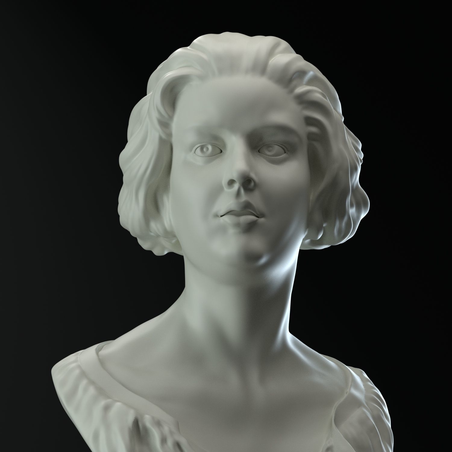 Female head sculpt model 3D model_2