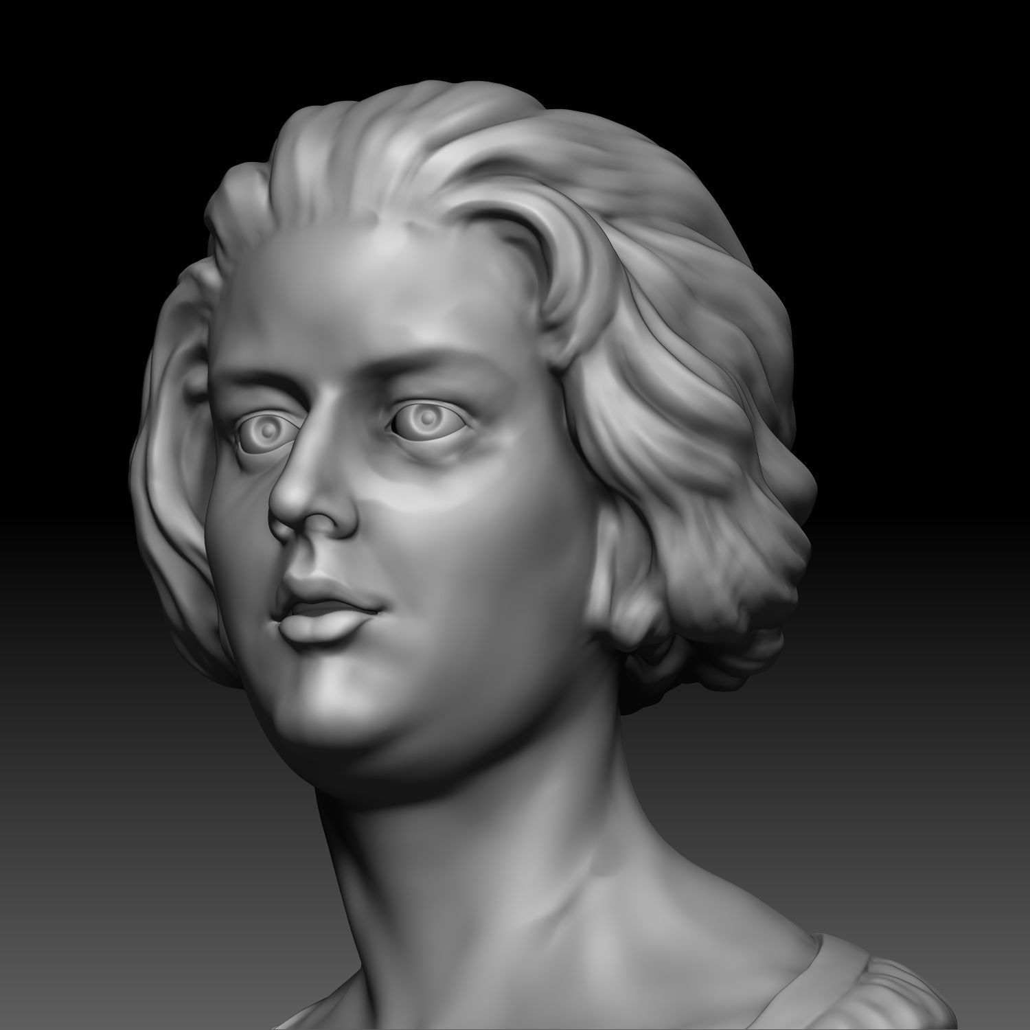 Female head sculpt model 3D model_8