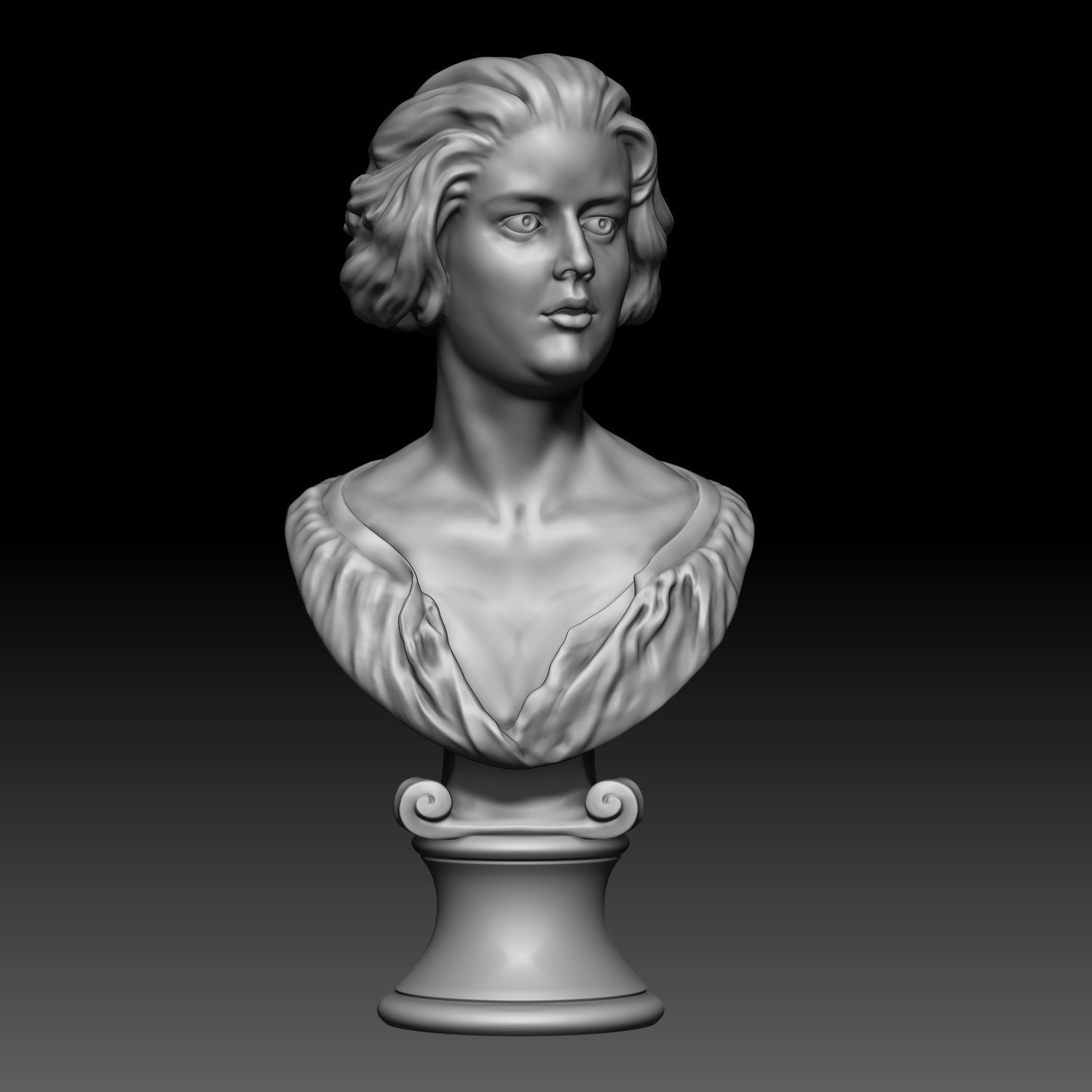 Female head sculpt model 3D model_5
