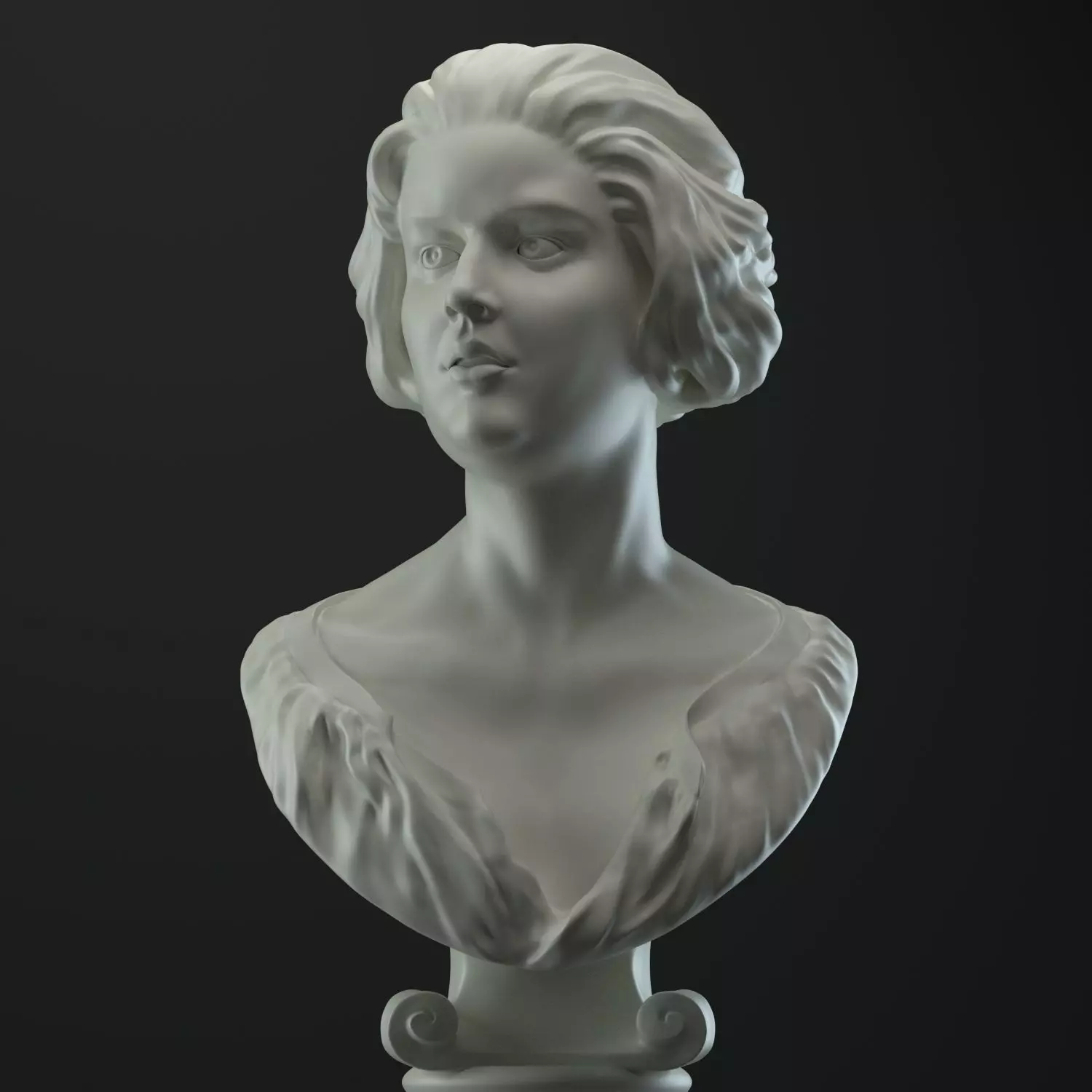 Female head sculpt model 3D model_0