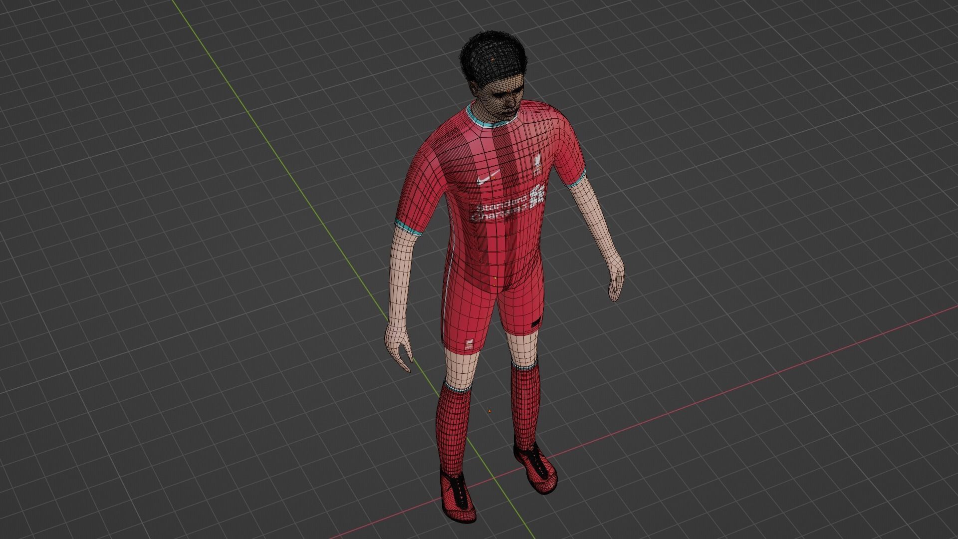 Soccer Player - Liverpool Low-poly 3D model_6