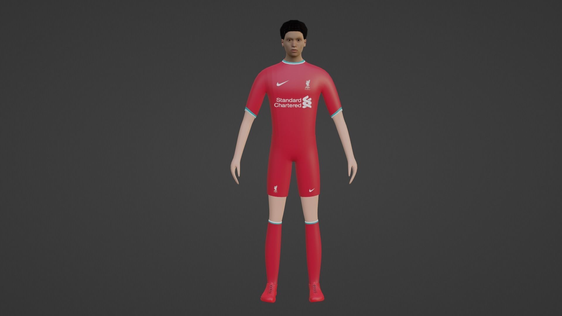 Soccer Player - Liverpool Low-poly 3D model_4
