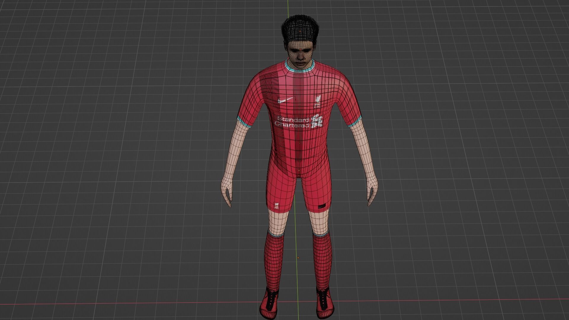 Soccer Player - Liverpool Low-poly 3D model_7