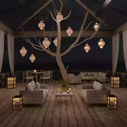 Beach Terrace Blender Scene - NIGHT