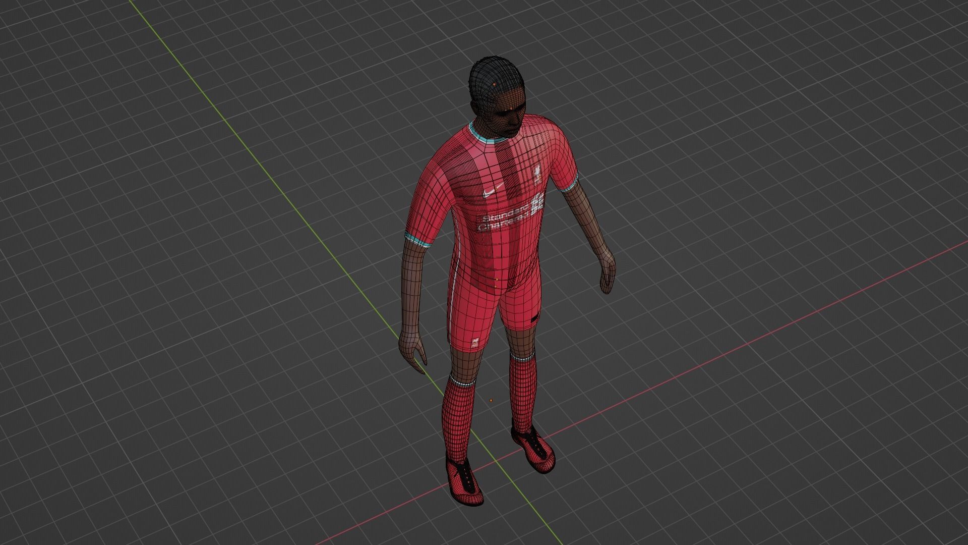 Soccer Player - Liverpool Low-poly 3D model_6