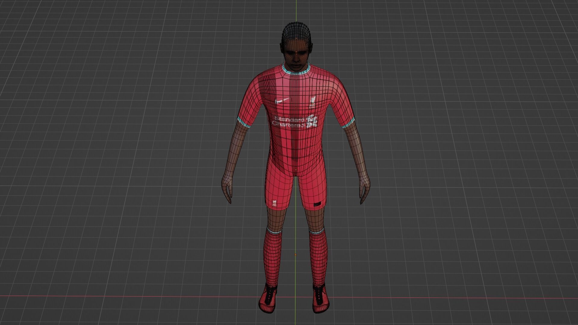 Soccer Player - Liverpool Low-poly 3D model_7