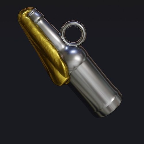 Golden silver pendant model for 3D printing Molotov coctail 3D print model