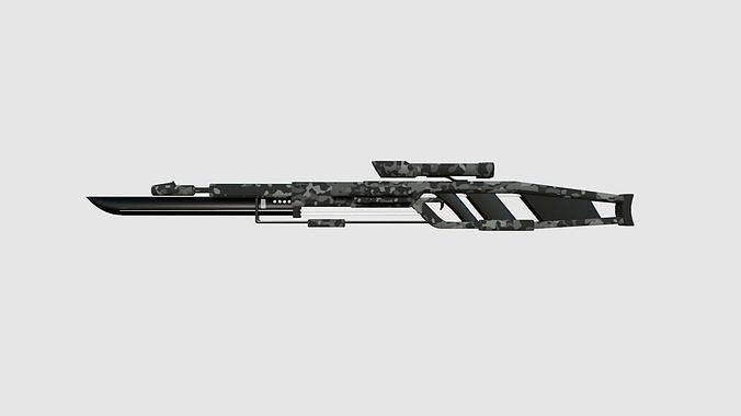 SciFi Sniper Gunblade A08 Black Camouflage - Fiction Weaponry Low-poly 3D model