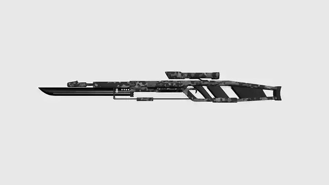 SciFi Sniper Gunblade A08 Black Camouflage - Fiction Weaponry Low-poly 3D model