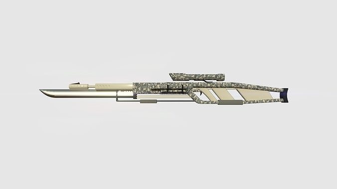 SciFi Sniper Gunblade A09 Digital Camouflage - Fiction Weaponry Low-poly 3D model