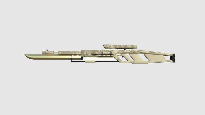 SciFi Sniper Gunblade A10 Desert Camouflage - Fiction Weaponry Low-poly 3D model