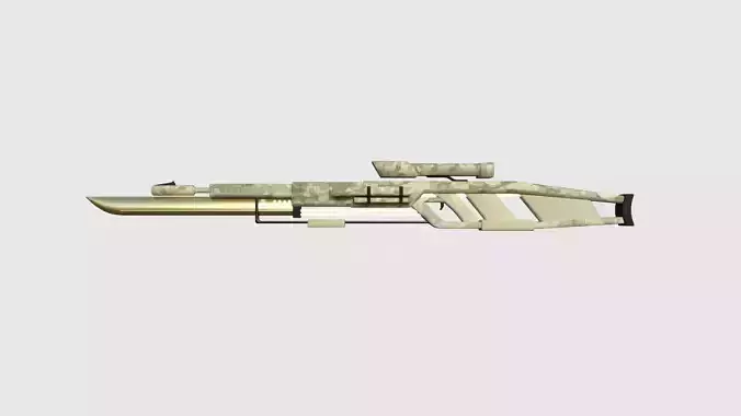 SciFi Sniper Gunblade A10 Desert Camouflage - Fiction Weaponry Low-poly 3D model