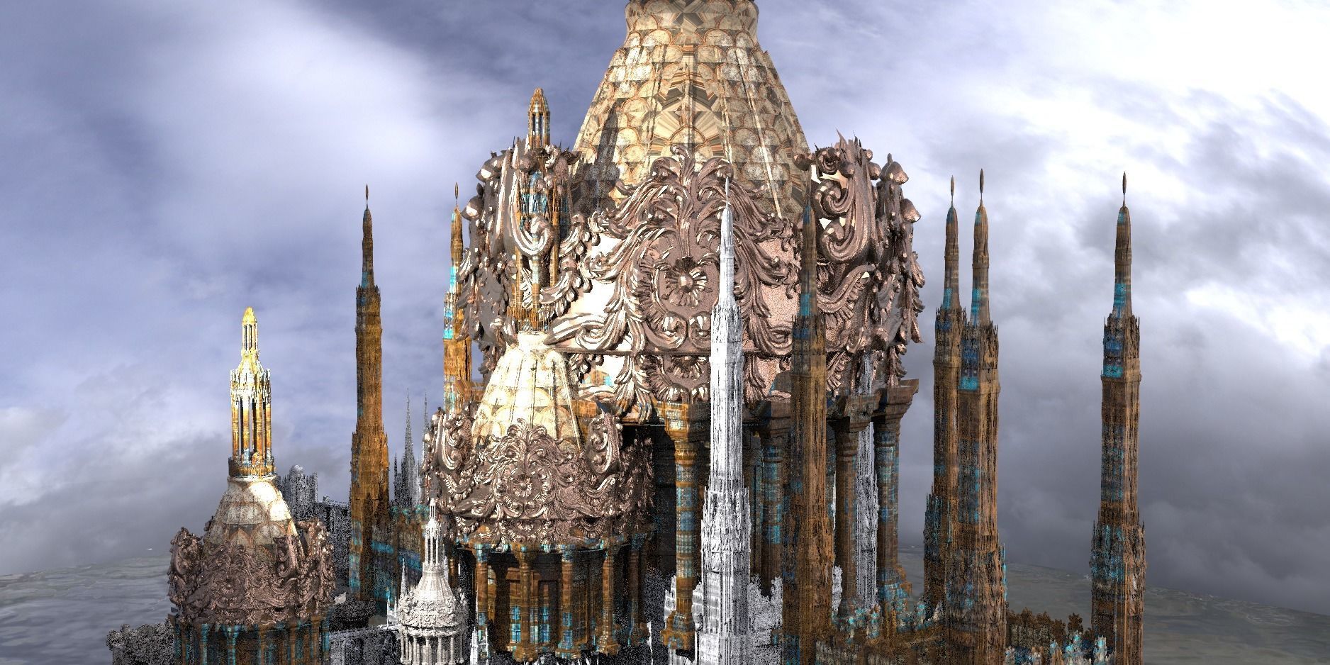 Palace Golden glory Domes 3D model_1