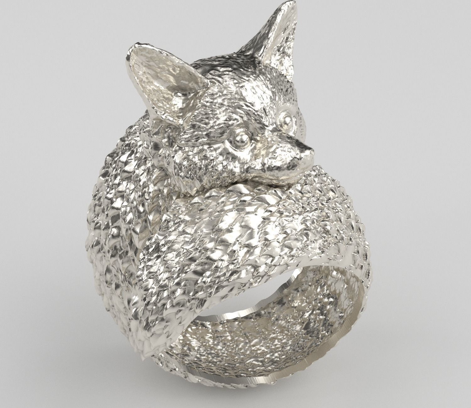 fox ring 3D print model_6