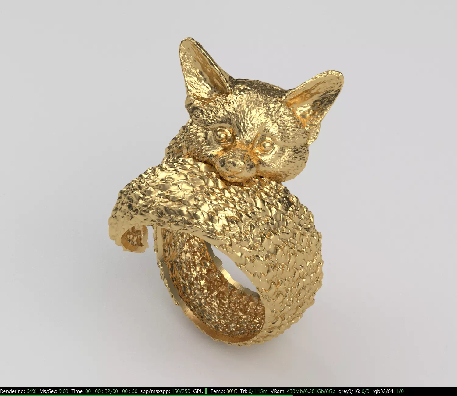 fox ring 3D print model_0