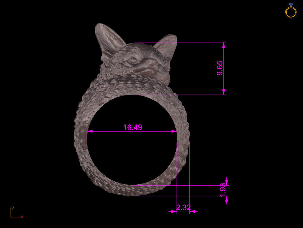 fox ring 3D print model_4