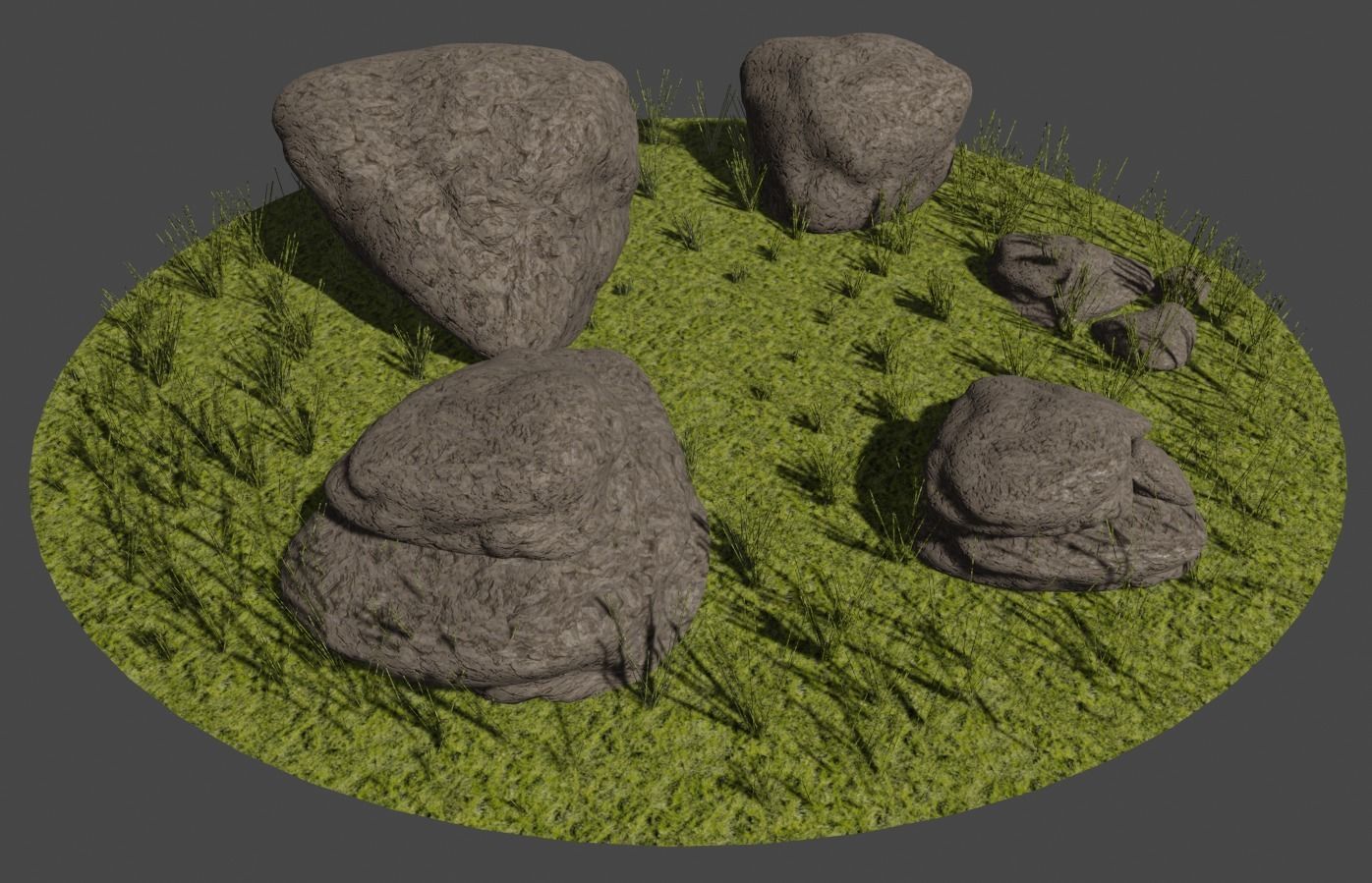 Glade with stones Low-poly 3D model_3