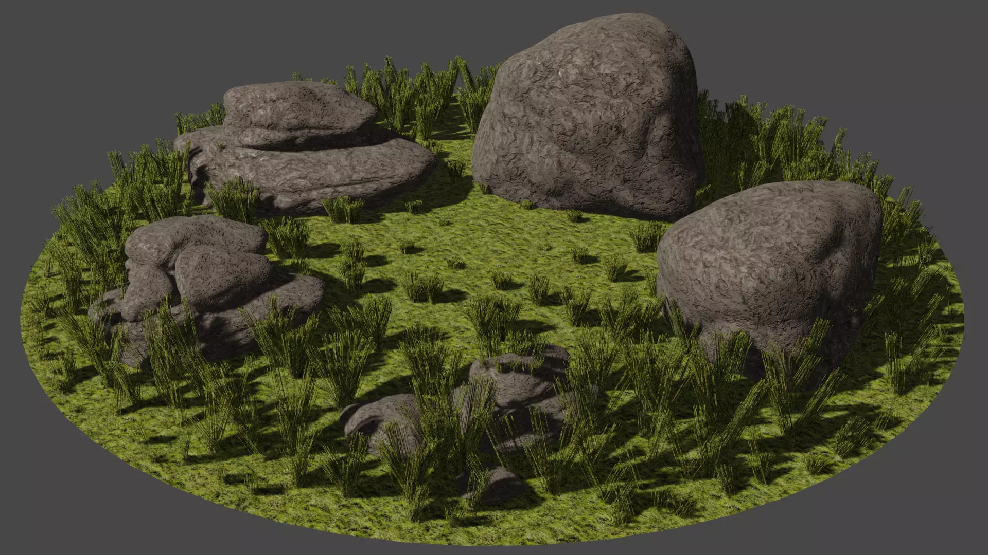 Glade with stones Low-poly 3D model_0