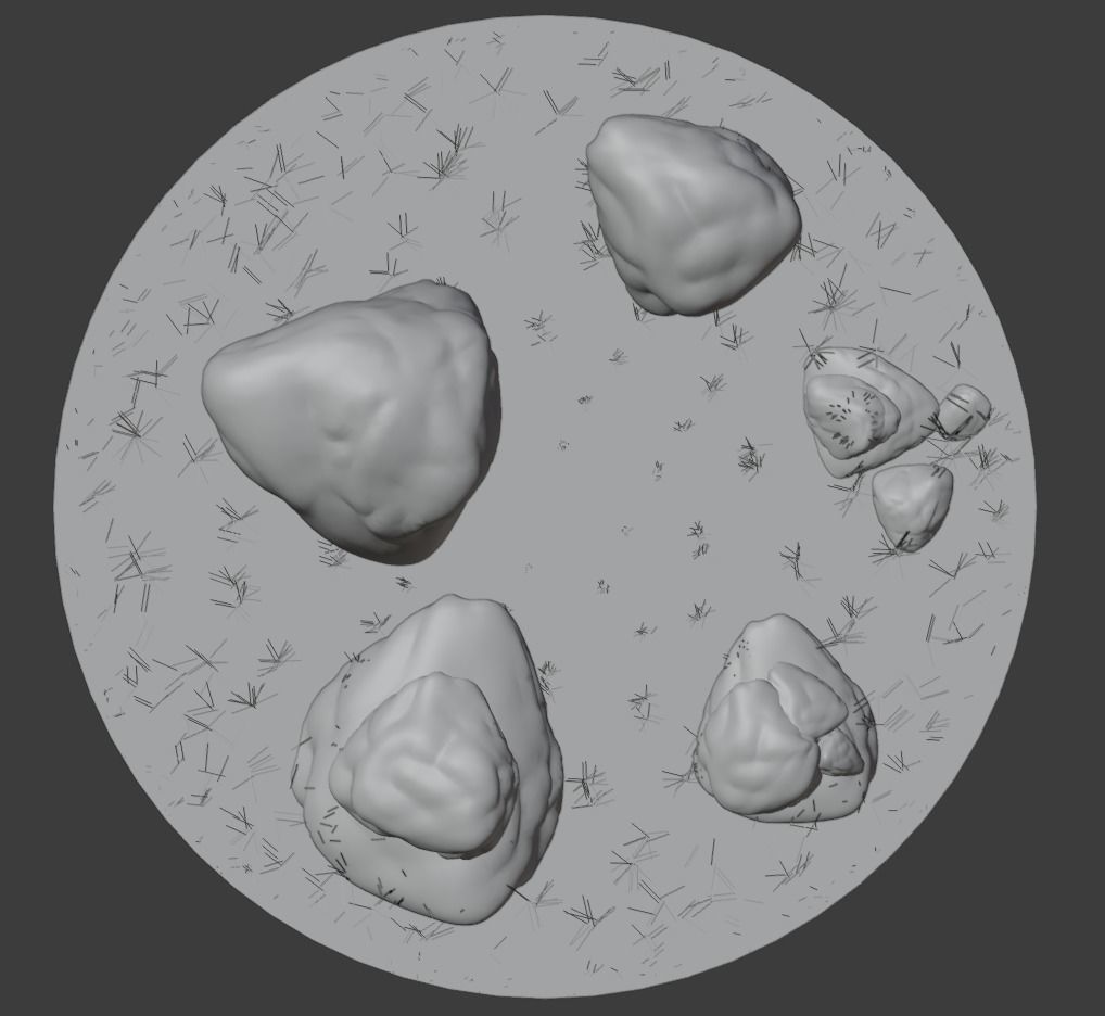 Glade with stones Low-poly 3D model_5