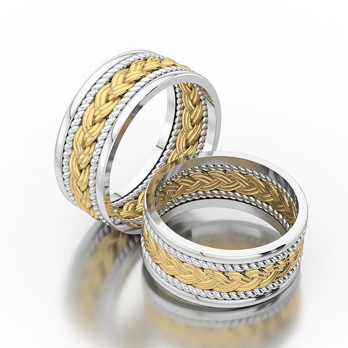 Wedding rings PIGTAIL 3D print model