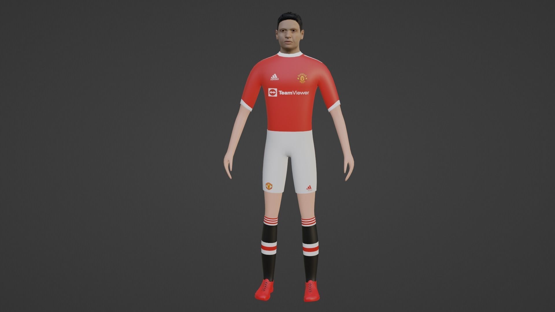 Soccer Player - Manchester United Low-poly 3D model_4