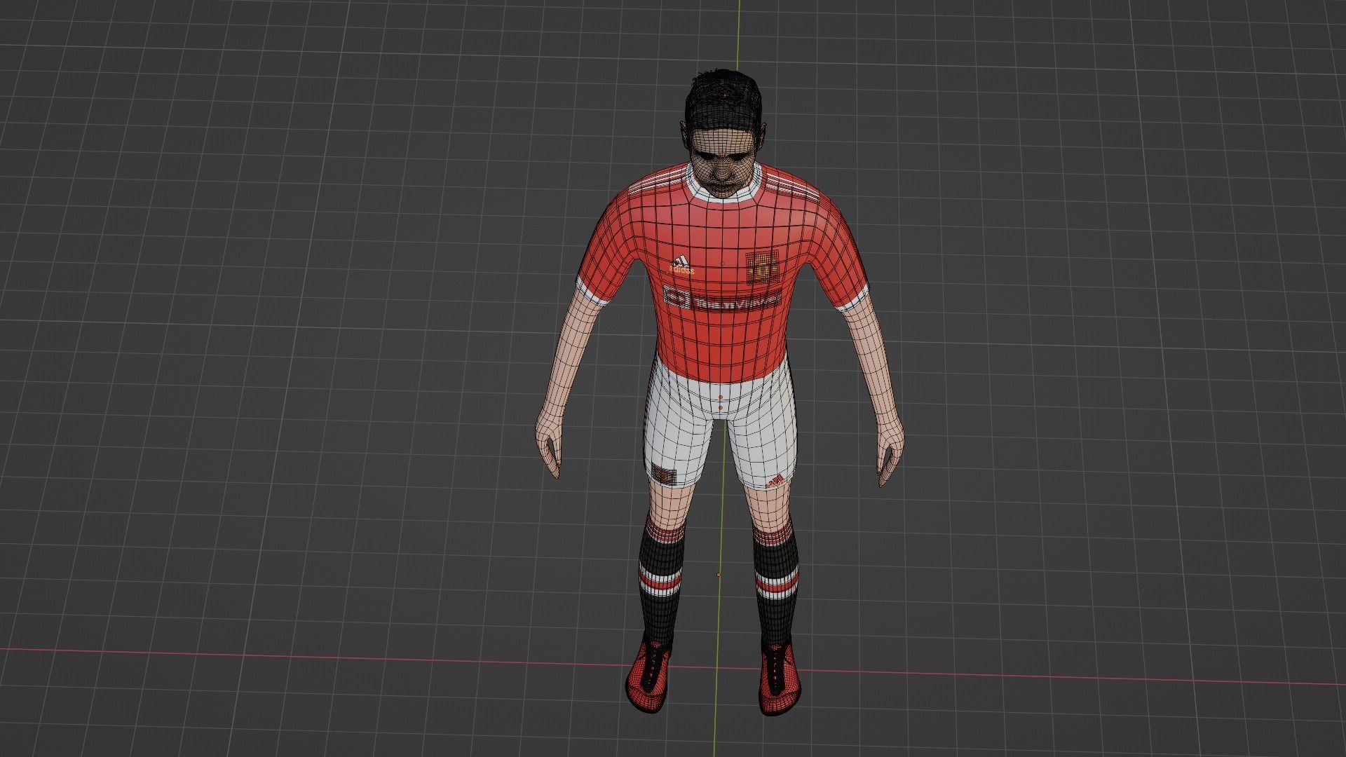 Soccer Player - Manchester United Low-poly 3D model_7