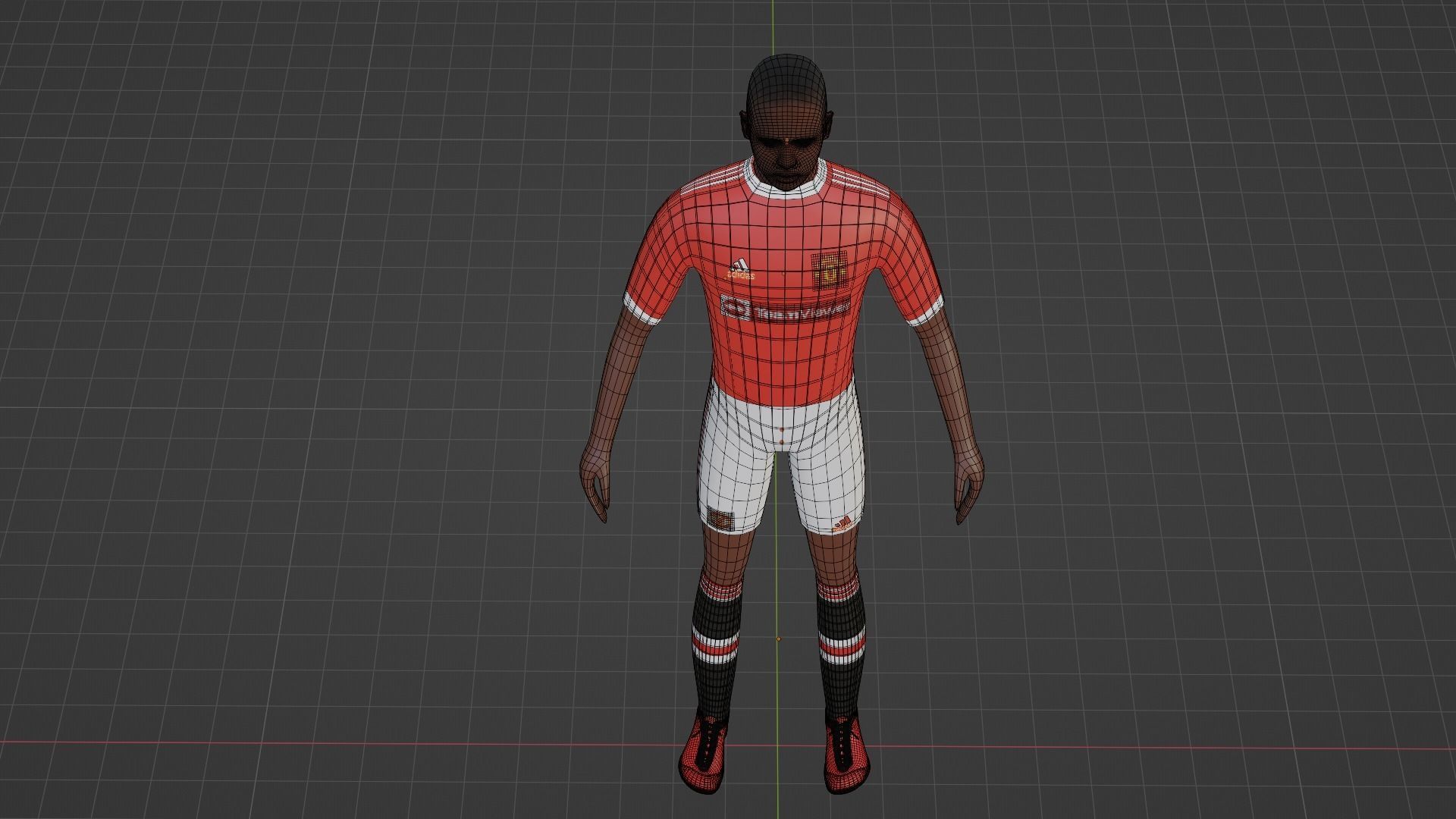 Soccer Player - Manchester United Low-poly 3D model_8