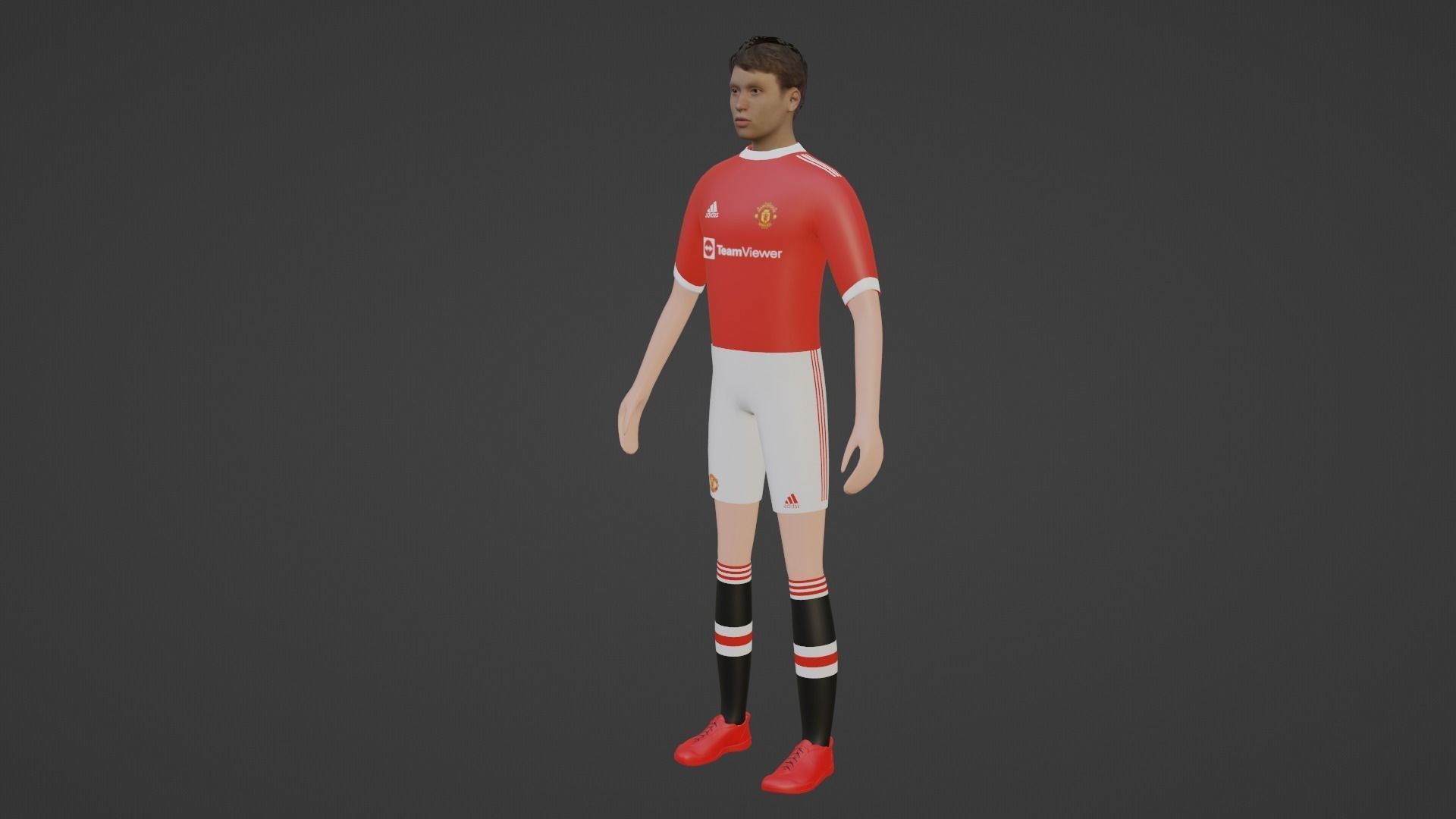 Soccer Player - Manchester United Low-poly 3D model_3