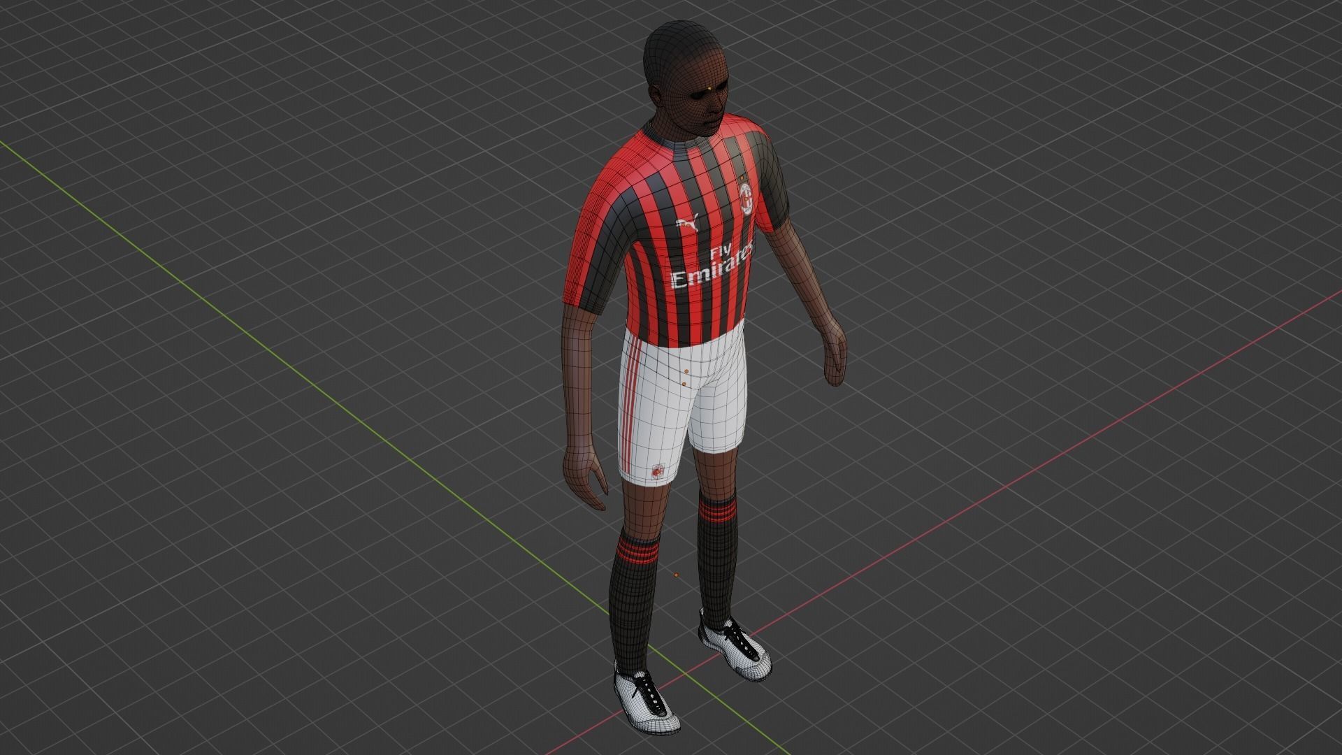 Soccer Player - Milan Low-poly 3D model_6