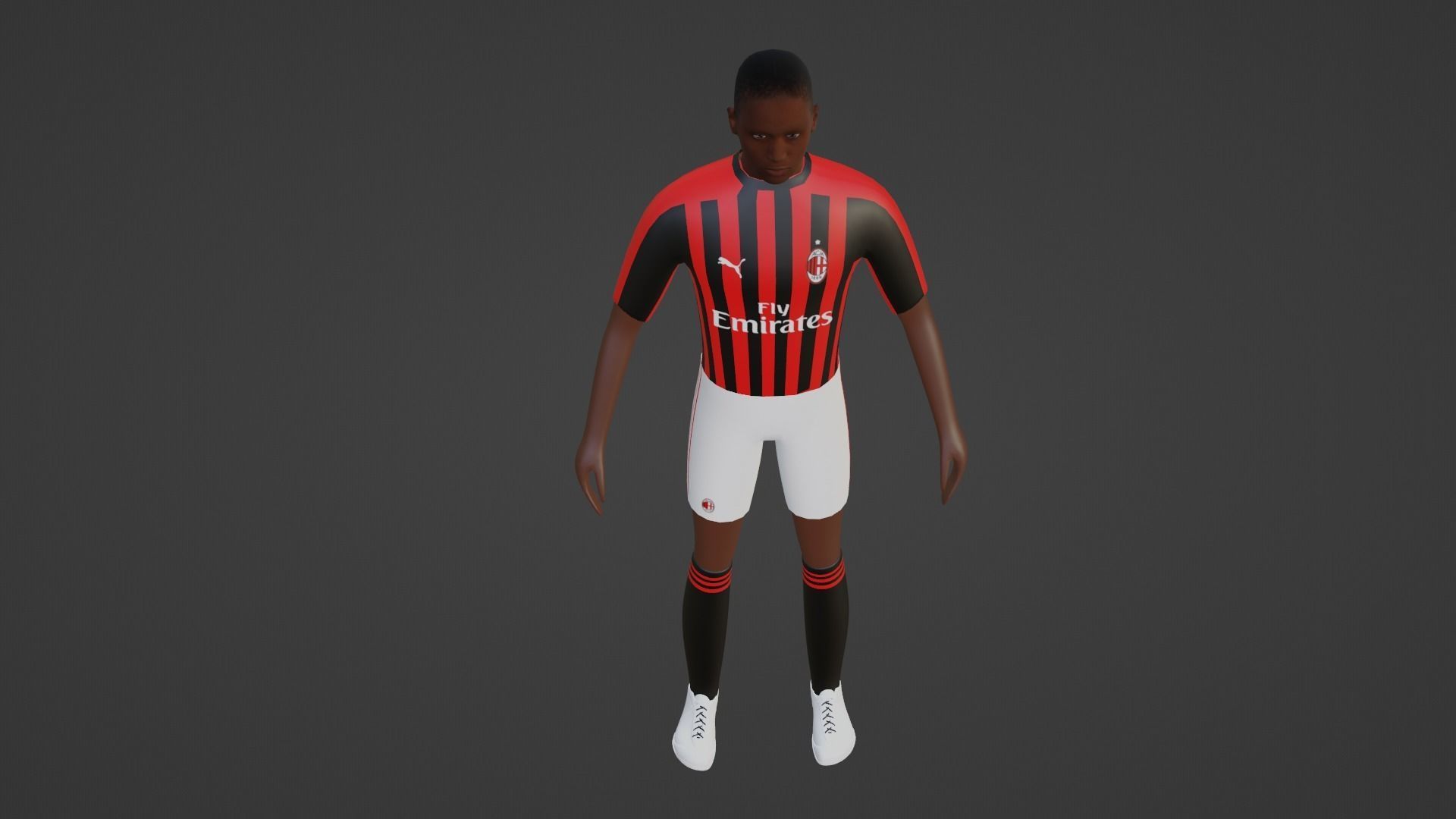 Soccer Player - Milan Low-poly 3D model_1