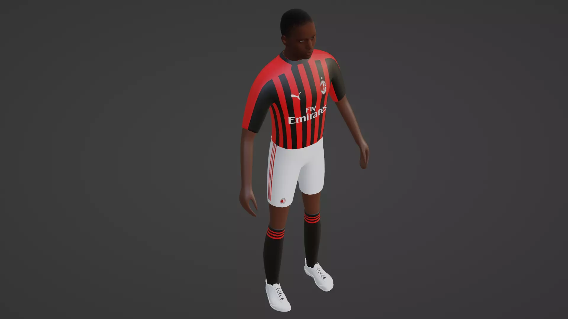 Soccer Player - Milan Low-poly 3D model_0