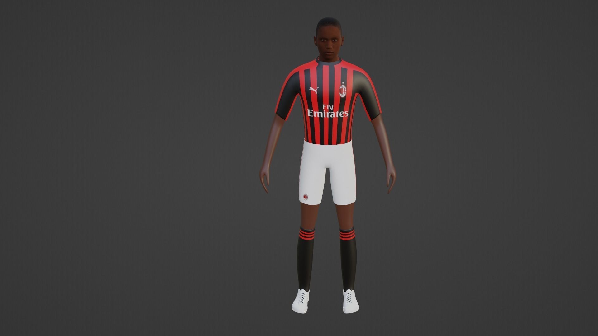Soccer Player - Milan Low-poly 3D model_4