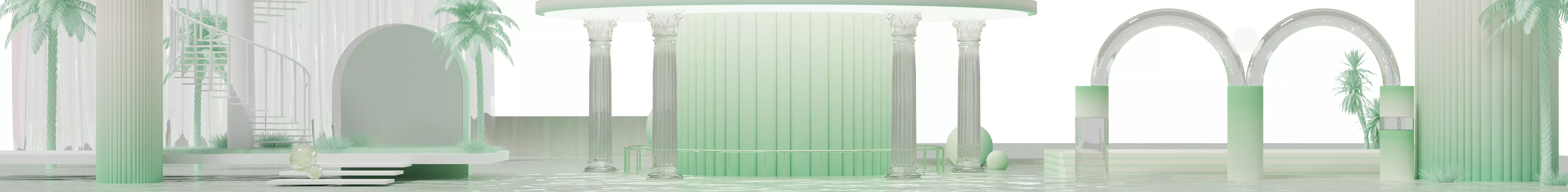 green temple swimming pool 3D model_0