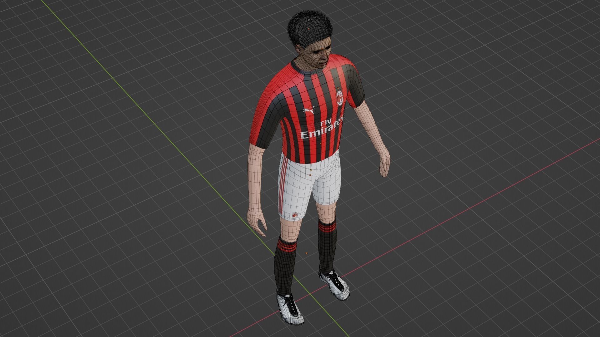 Soccer Player - Milan Low-poly 3D model_6