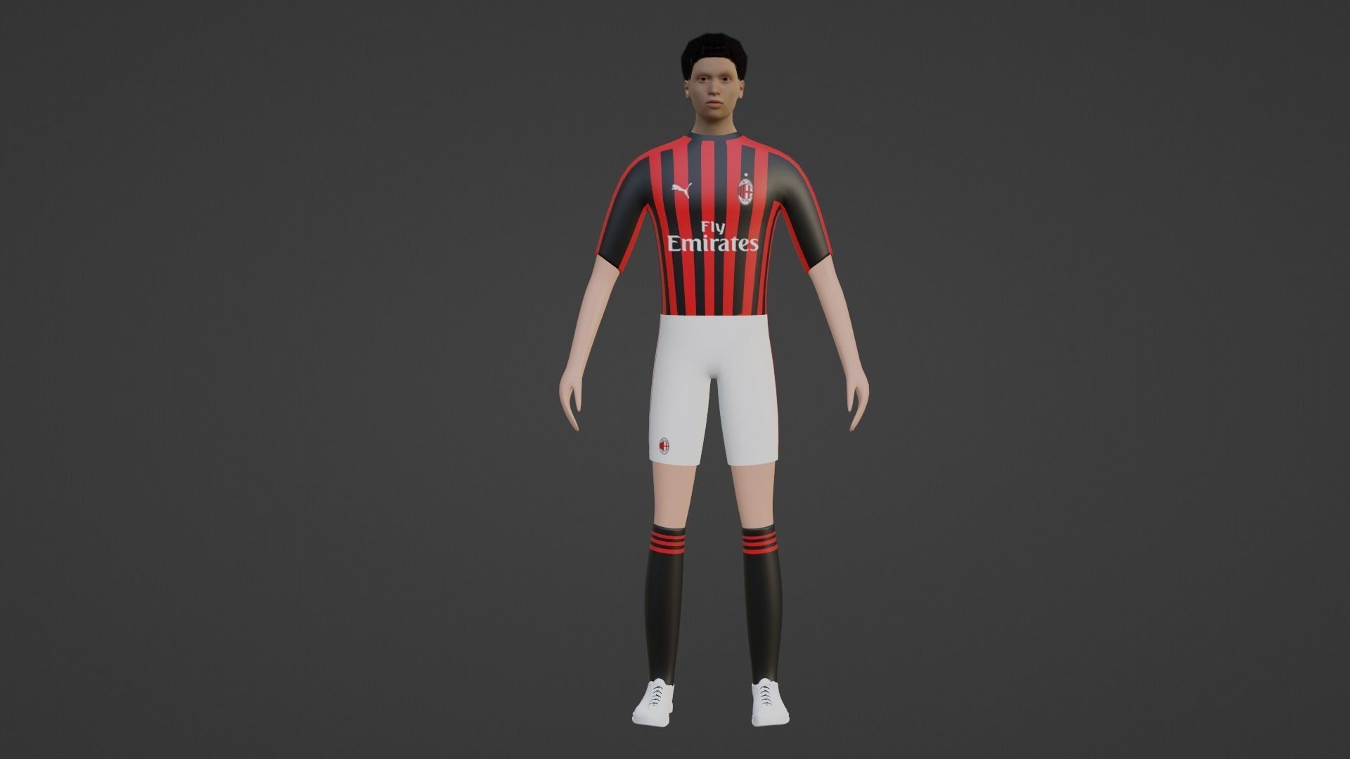 Soccer Player - Milan Low-poly 3D model_4