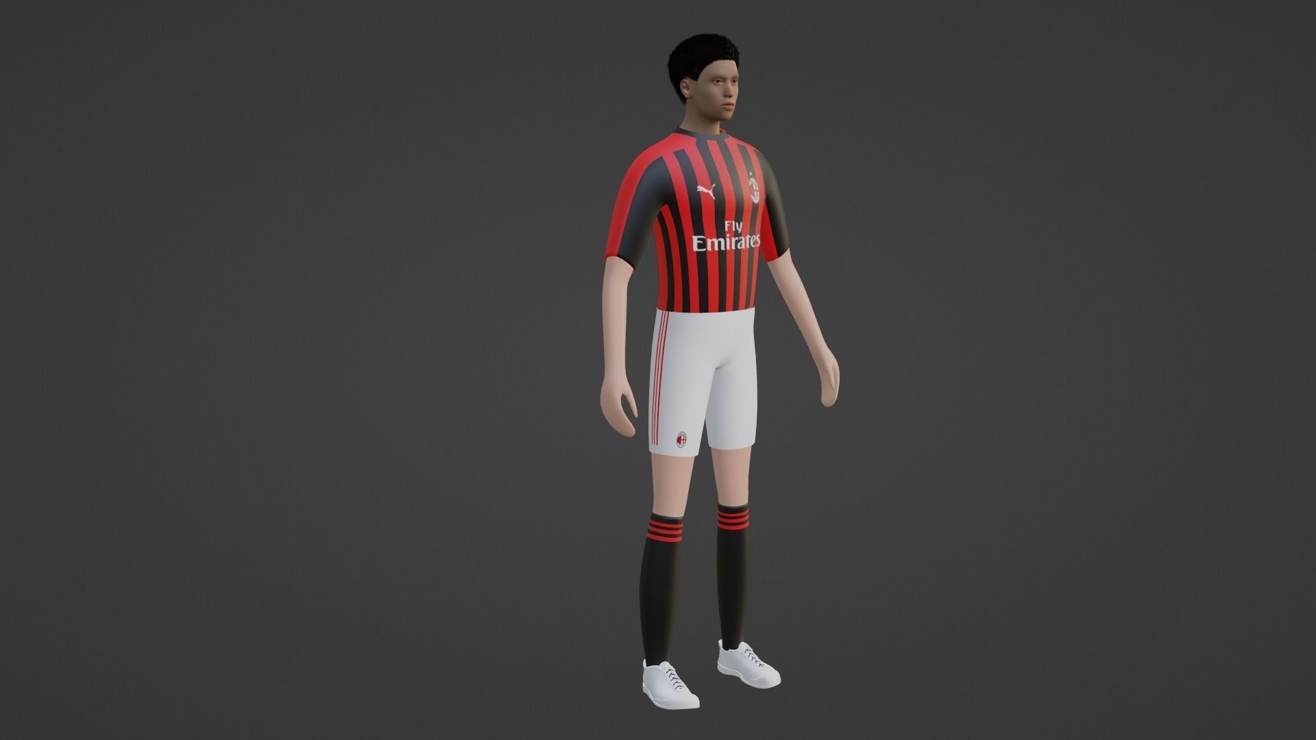 Soccer Player - Milan Low-poly 3D model_5