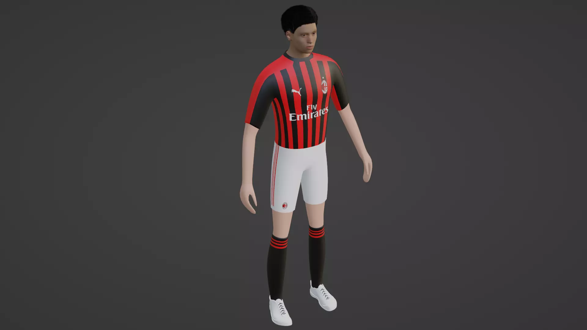 Soccer Player - Milan Low-poly 3D model_0