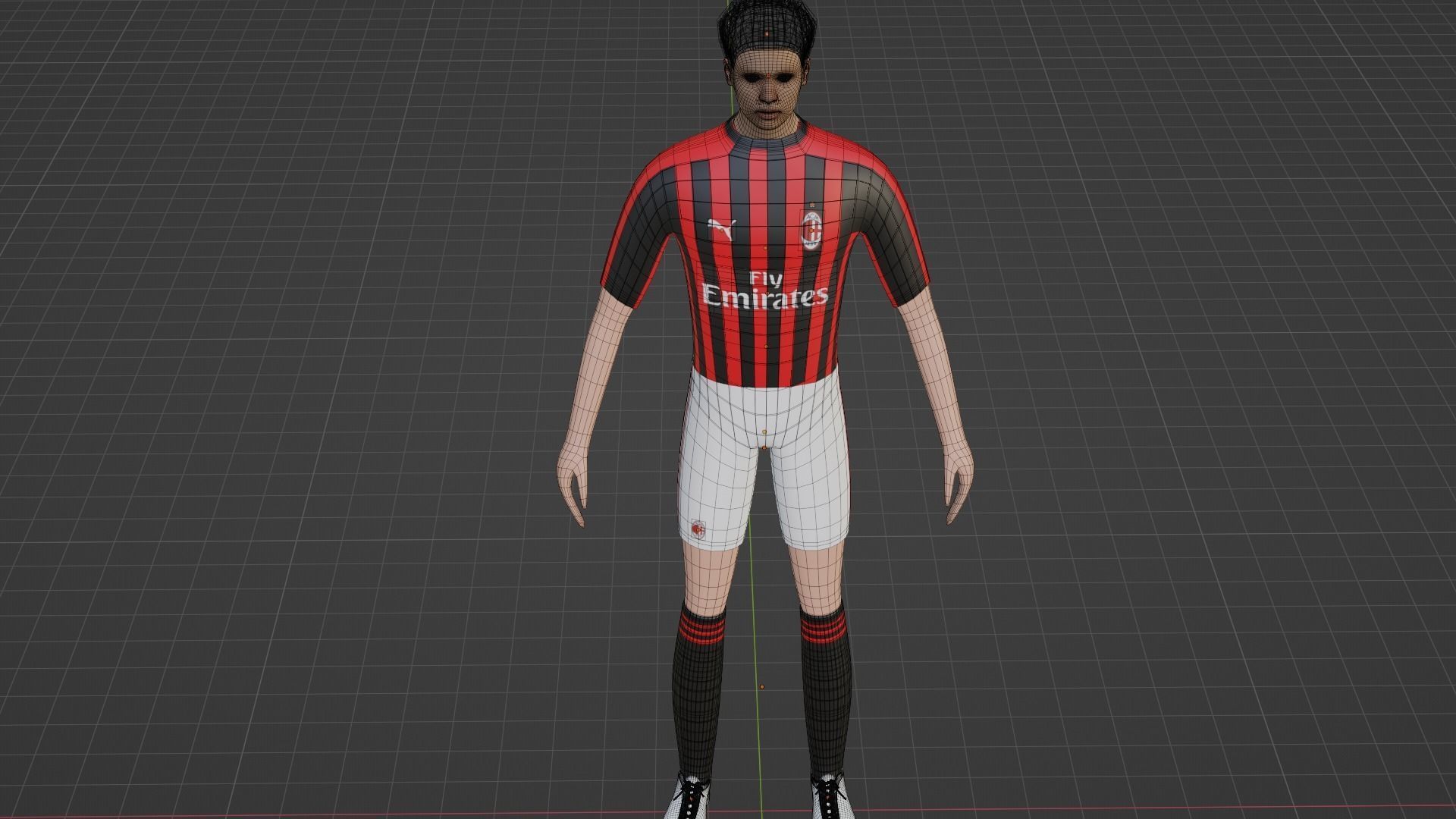 Soccer Player - Milan Low-poly 3D model_7