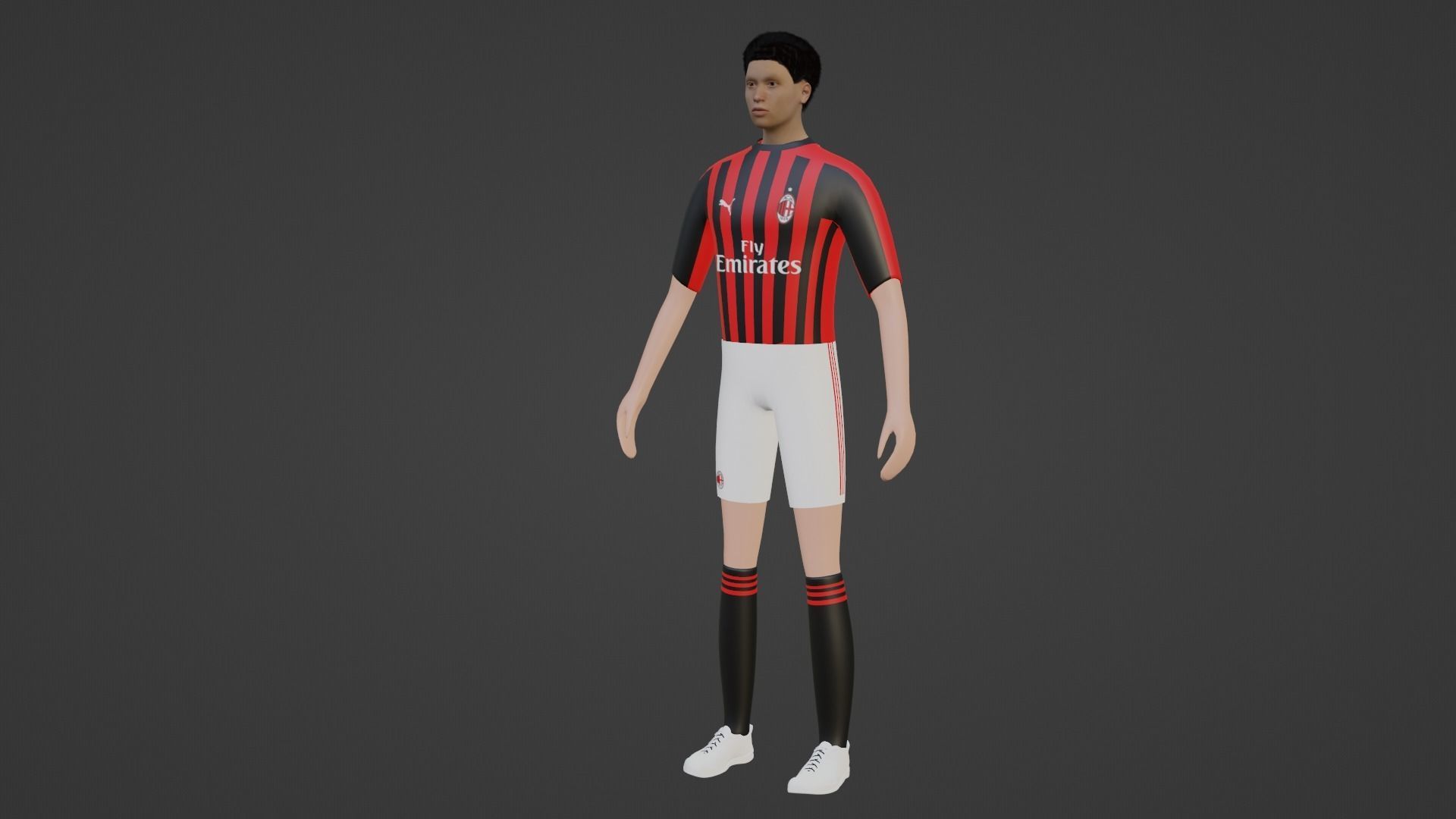 Soccer Player - Milan Low-poly 3D model_3