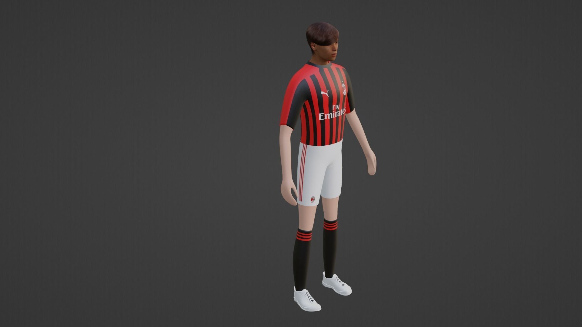 Soccer Player - Milan Low-poly 3D model_5