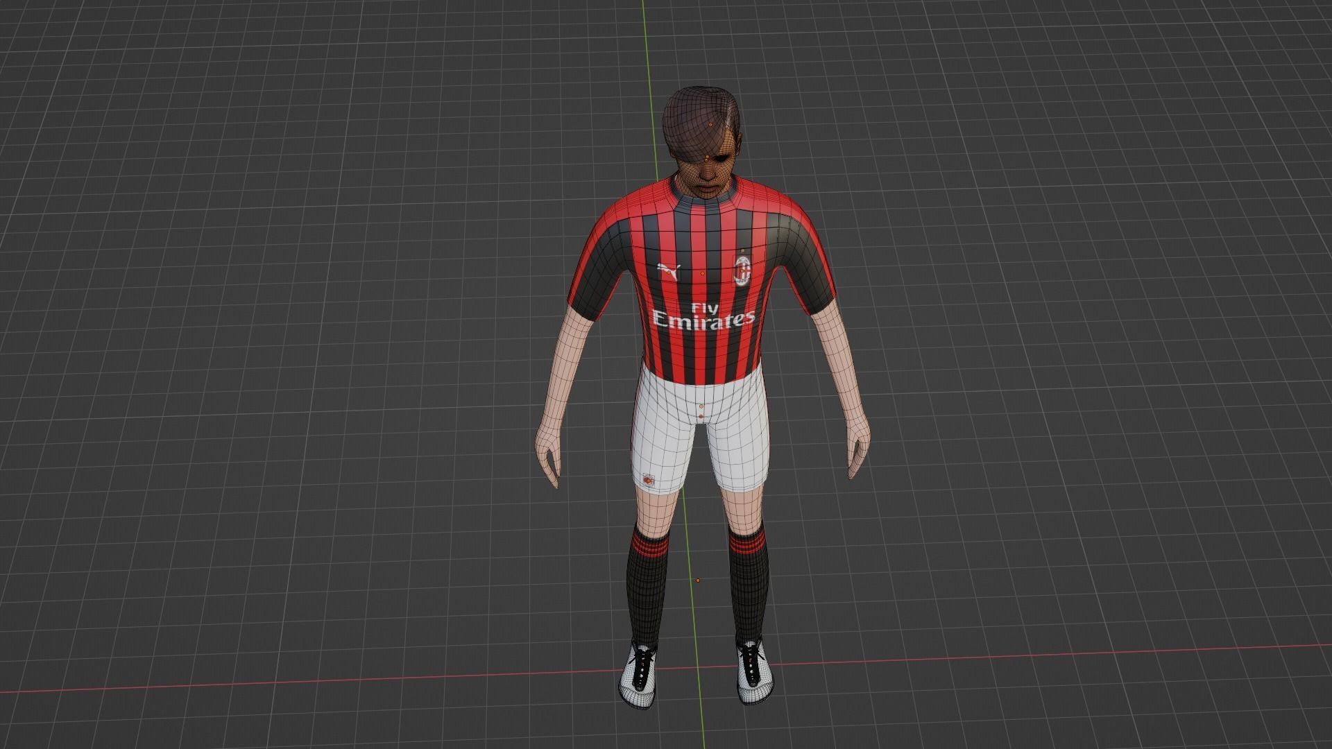 Soccer Player - Milan Low-poly 3D model_7