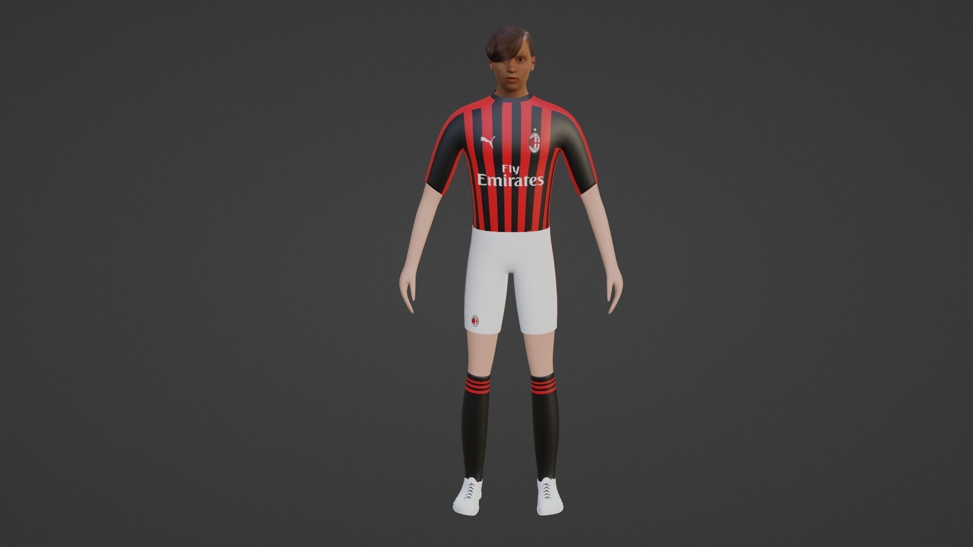 Soccer Player - Milan Low-poly 3D model_4