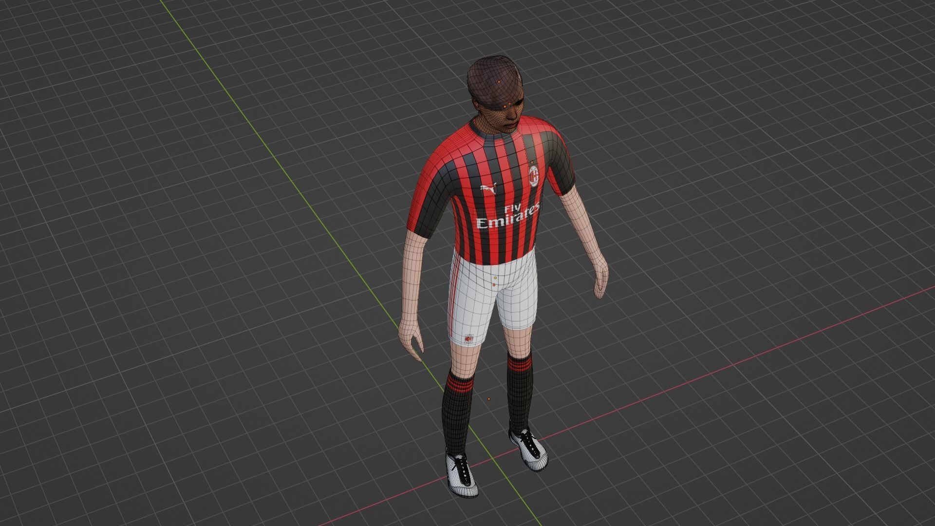 Soccer Player - Milan Low-poly 3D model_6