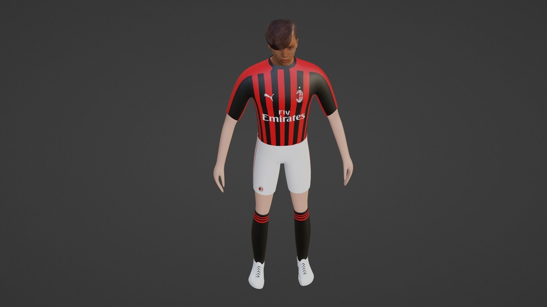 Soccer Player - Milan Low-poly 3D model_1