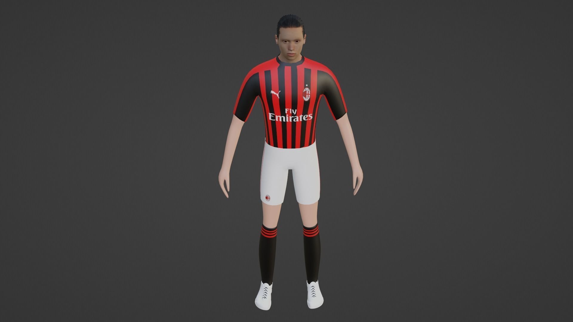 Soccer Player - Milan Low-poly 3D model_1