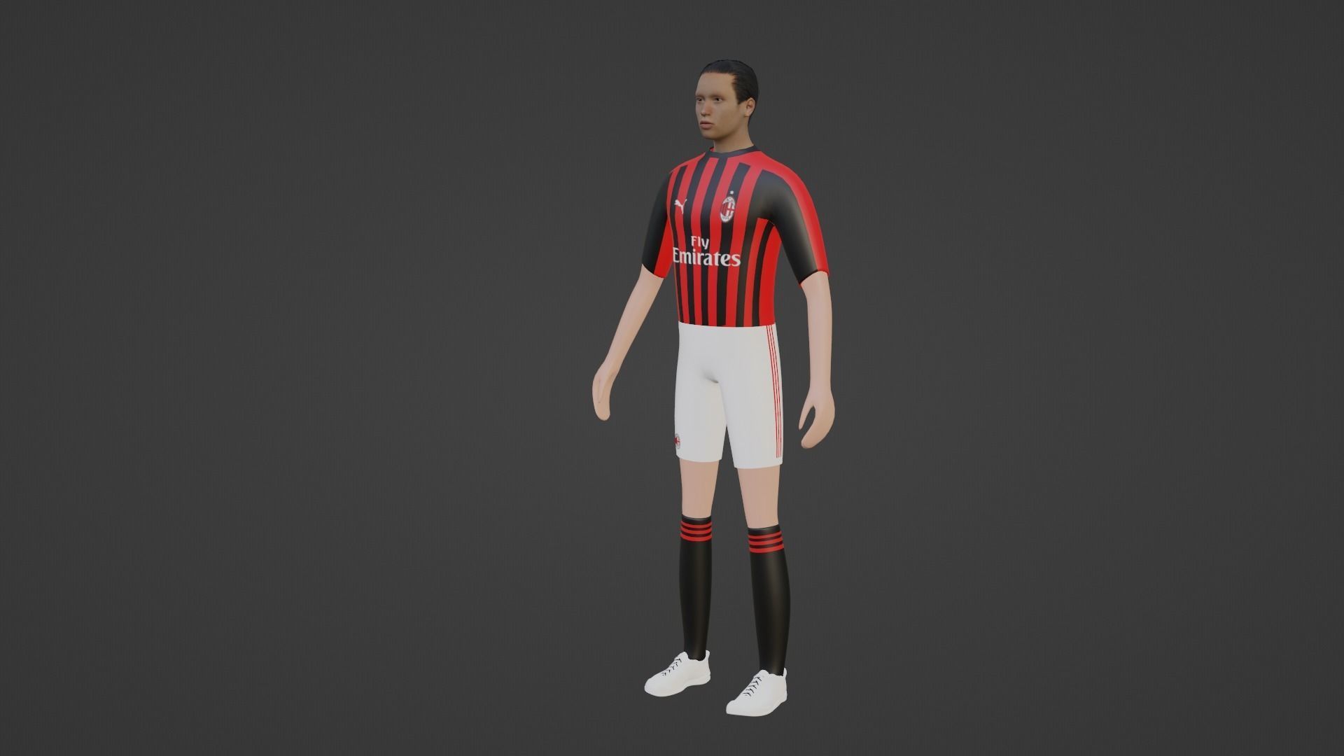 Soccer Player - Milan Low-poly 3D model_3