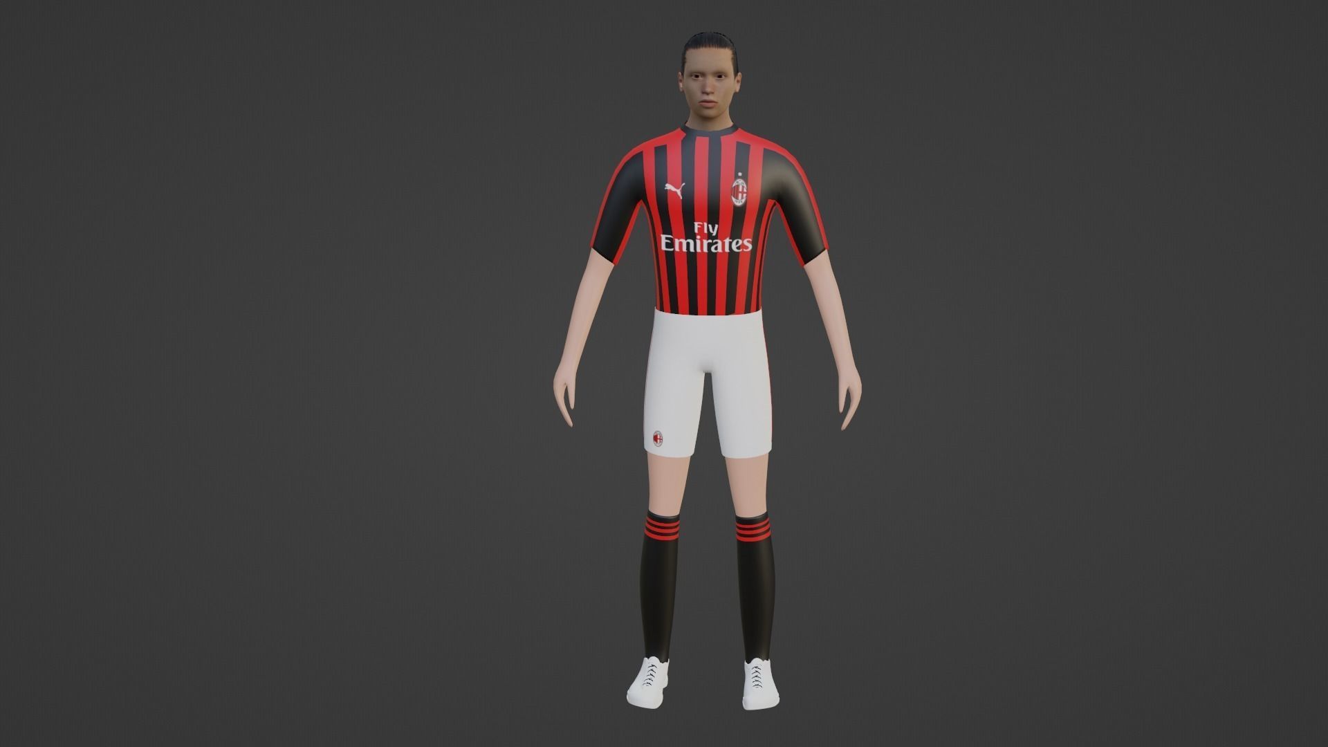 Soccer Player - Milan Low-poly 3D model_4