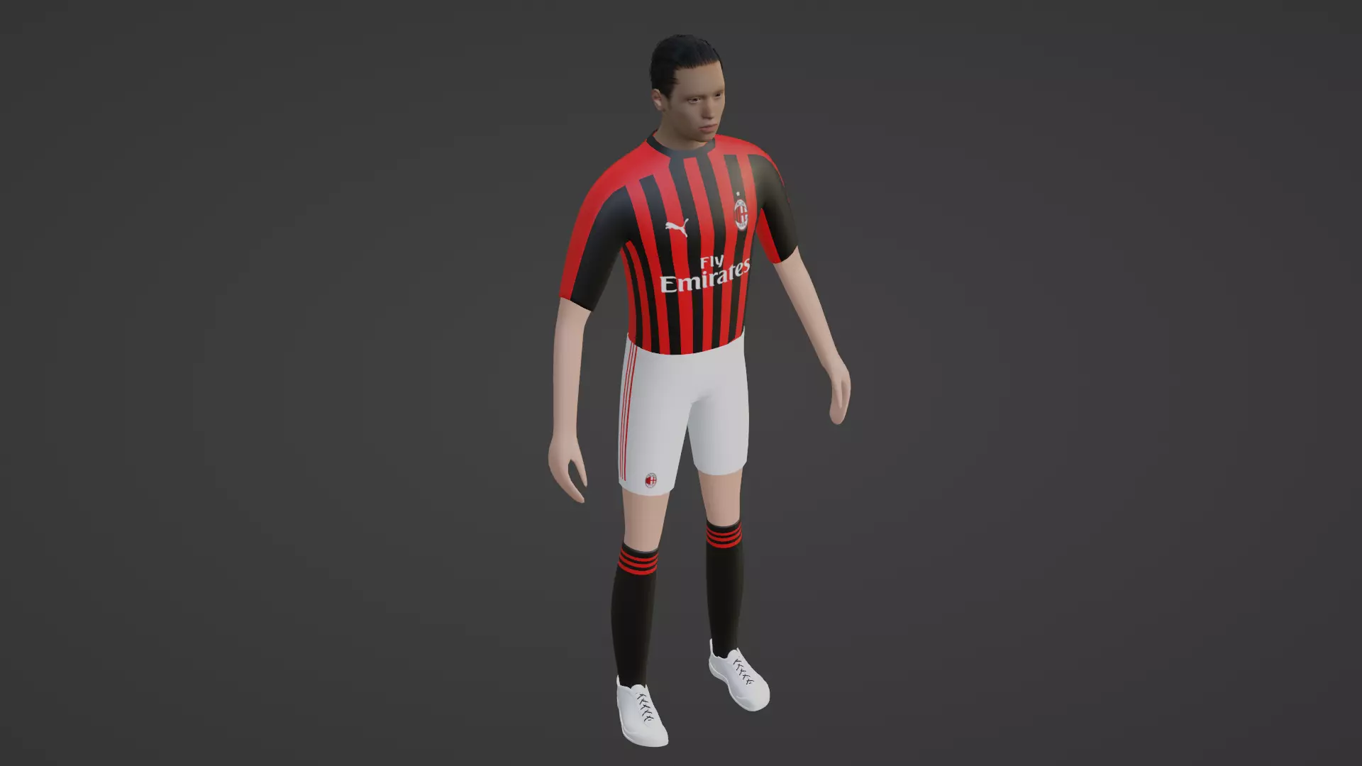 Soccer Player - Milan Low-poly 3D model_0